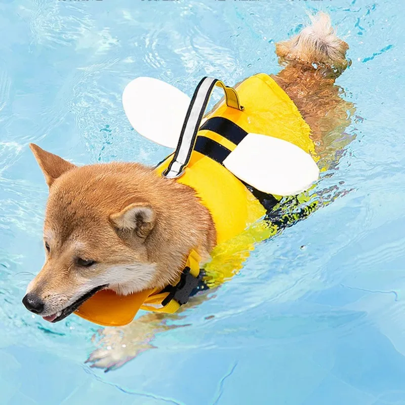 Cute Dog Life Jacket Vest for Flotation in Pool Beach Lake Buoyancy Ripstop Dog Safety Vest for Swimming Reflective Dog Swimsuit