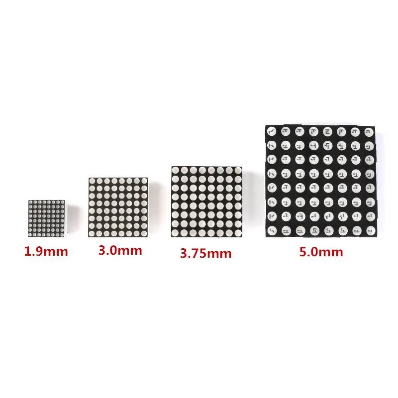 8*8 Dot Matrix LED Digital Tube 1.9/3.0/3.75/5.0mm Red Highlight 788/1088/1588/2088
