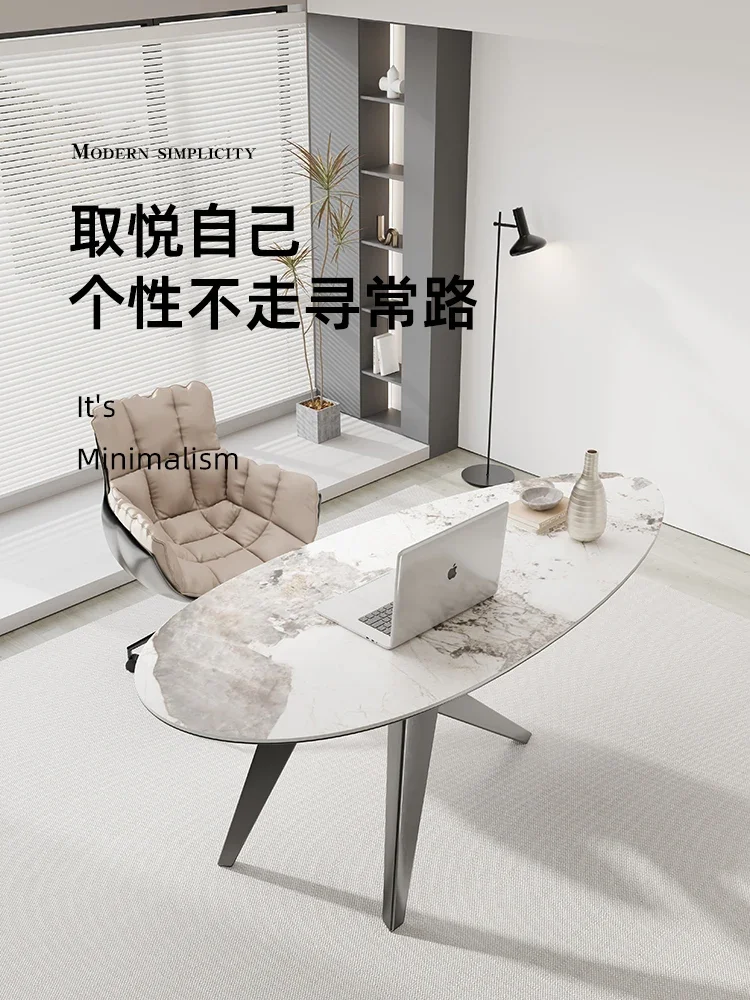 Italian minimalist rock slab desk premium workbench household special-shaped computer desk
