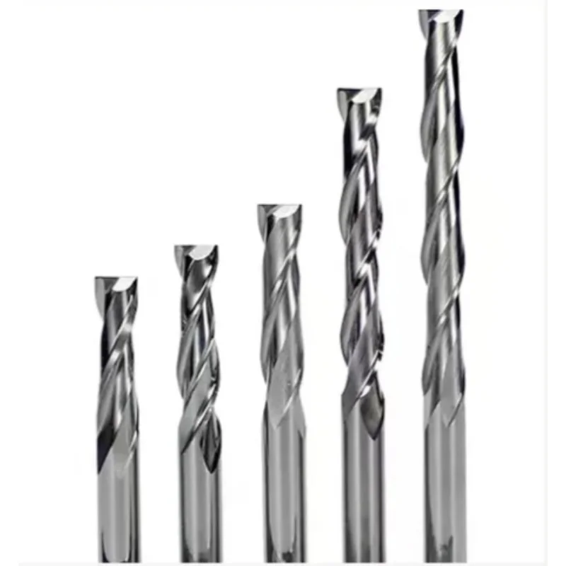 

3 мм/4 мм/6 мм/8 мм/10 мм/12 мм HRC50 2-зубая плоская концевая фреза для алюминия, спиральная фреза, инструмент, твердосплавные фрезы с ЧПУ