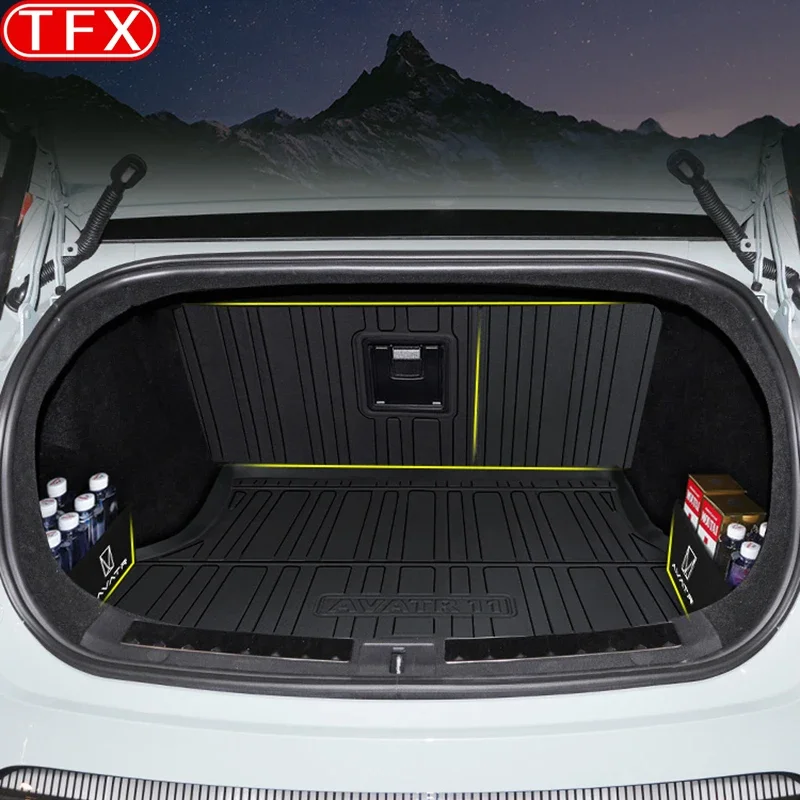 For AVATR 11 2023 2024 Car Rear Trunk Liner Cargo Boot TPO Trunk Mat Floor Tray Mud Kick Carpet Trunk Partition Auto Accessories