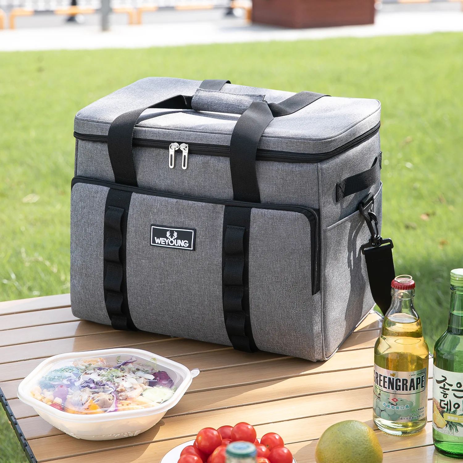 Outdoor Camping Insulated Cooler Bag Oxford Waterproof Bento Lunch Bag Portable Picnic Food Storage Bag For Family Travel