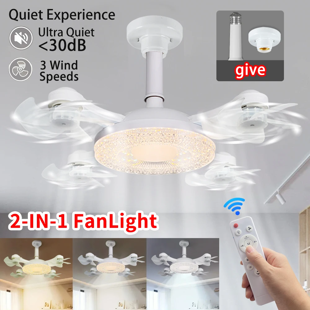 

Подвесной светодиодный потолочный вентилятор для дрона 2-в-1, с дистанционным затемнением, 50-60 Вт, бесшумный 3-скоростной большой вентилятор, подходит для гостиных