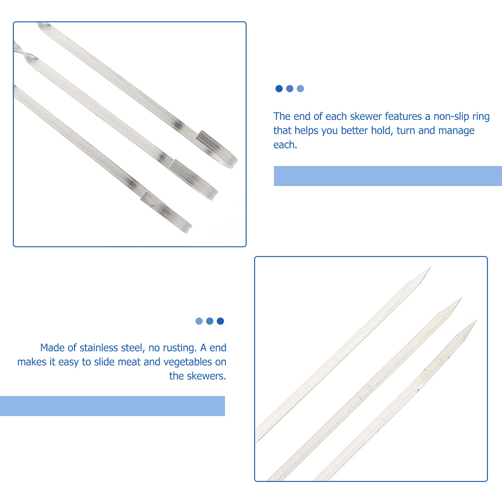 

10Pcs Stainless Steel Bbq Skewers Set Reusable Grilling Sticks Nonrust Ecofriendly Nosoak Necessary Kebob Forks