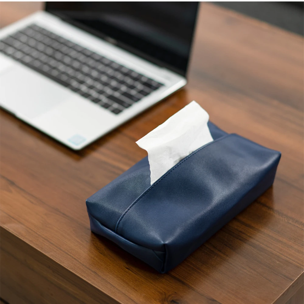 Leather Tissue Box Holder Light Luxury Home Living Room Bathroom Kitchen Desktop Tissue Case Storage Creative Car Napkin Holder