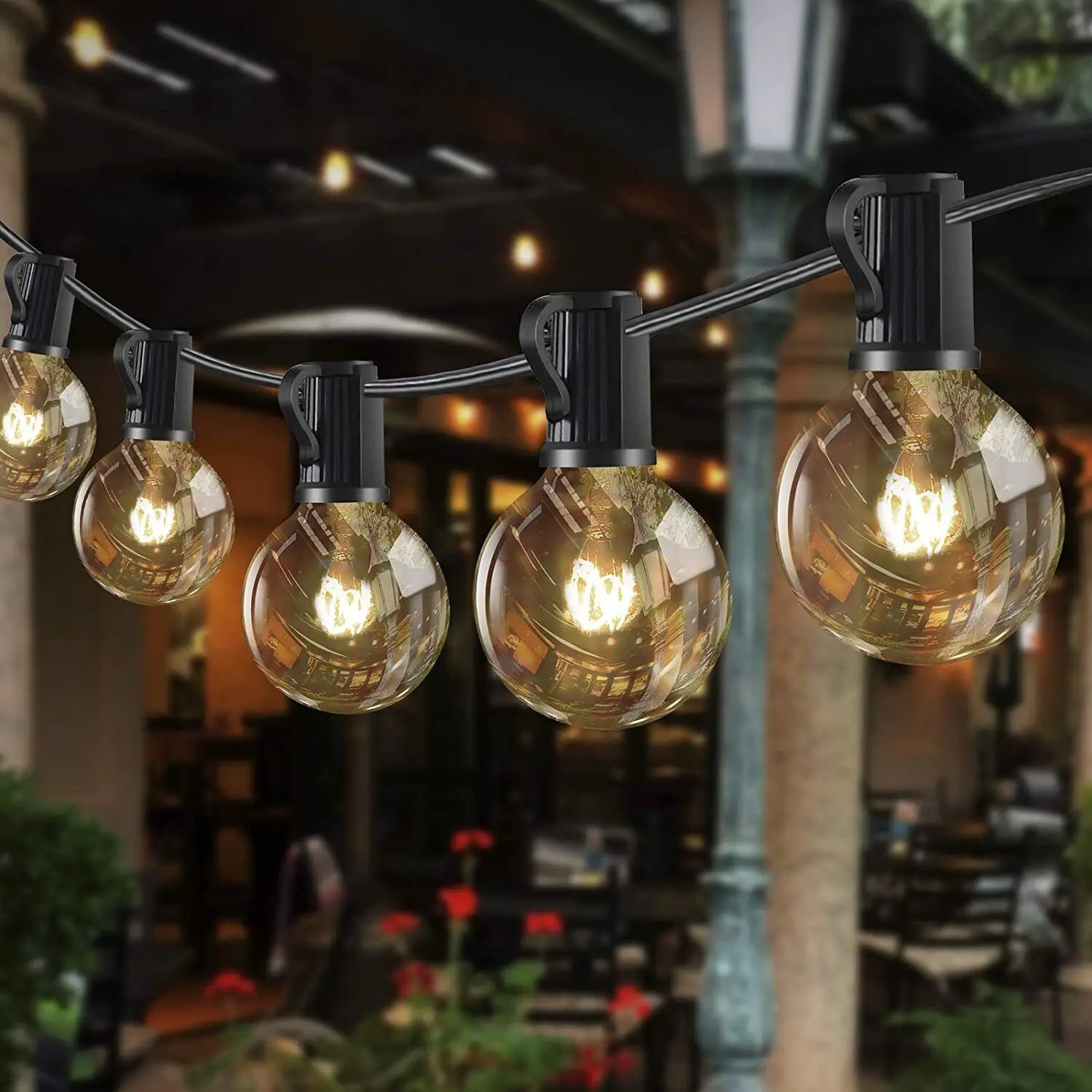 

32FT Festoon Outdoor String Lights Mains Powered G40 25 Bulbs Christmas Garden Lights