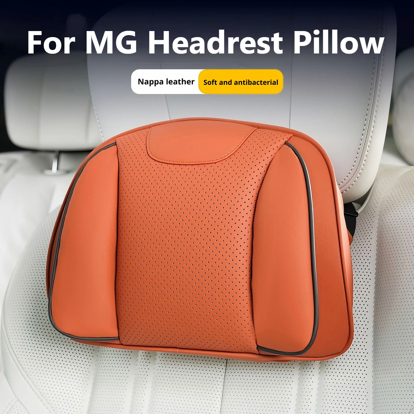 For MG Car Headrest Pillow Lumbar Pillow Luxury Nappa Leather Fit MG4 EV MG5 MG…