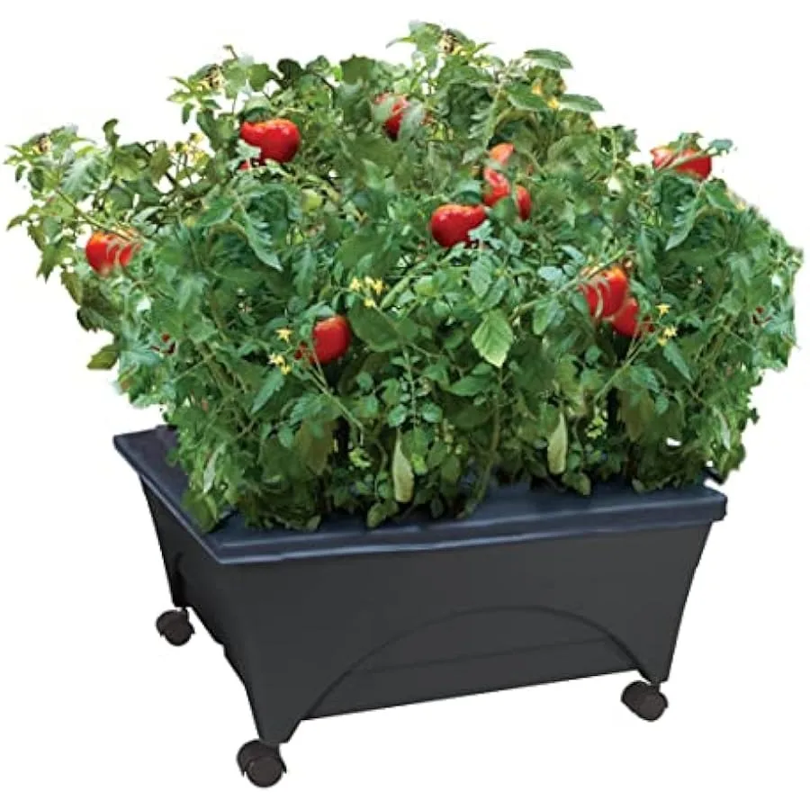 Emsco Group City Picker Raised Bed Grow Box Self Watering and Improved Aeration Mobile Unit with Casters