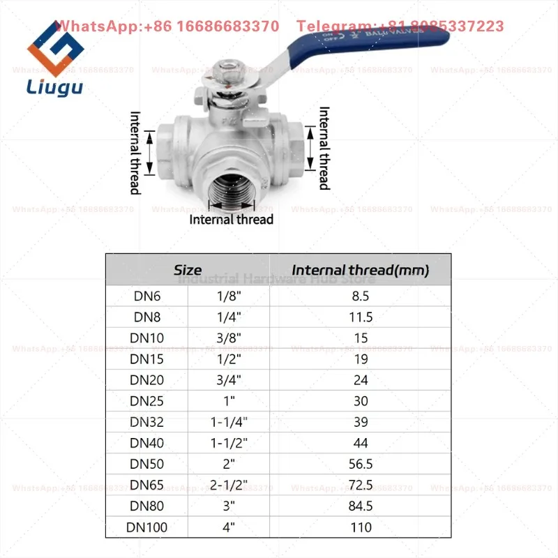 Manual SS304 T-Type Three-Way Ball Valve - BSPT Female (1/4