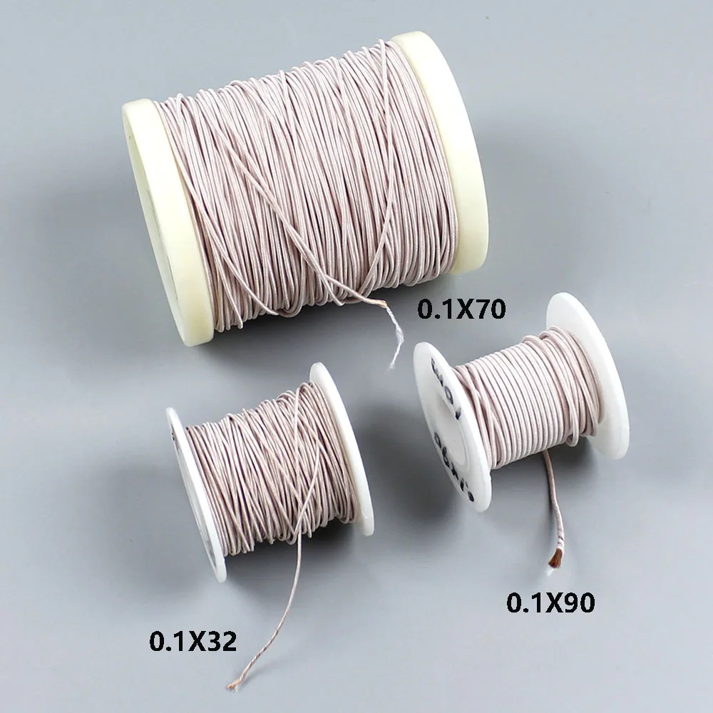 0.1x32/45/70/80/90/100/120/128/140/150/160/180/200 Strand Litz Wire 0.1mm Multi Stranded Polyester Silk Wrapped Copper Wire Yarn