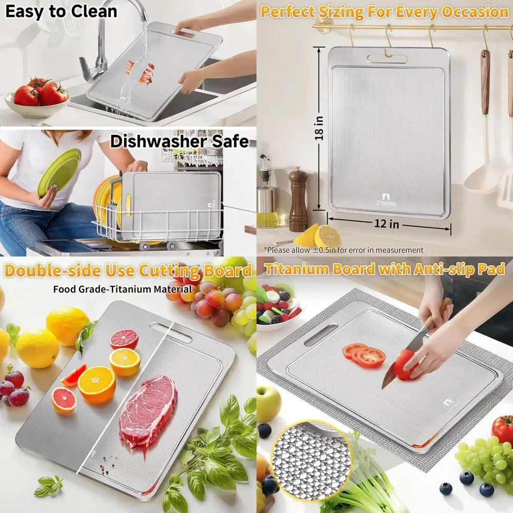 

Устойчивая к царапинам титановая разделочная доска, 12x18 с канавками и нескользящей подушечкой, можно мыть в посудомоечной машине для использования на кухне