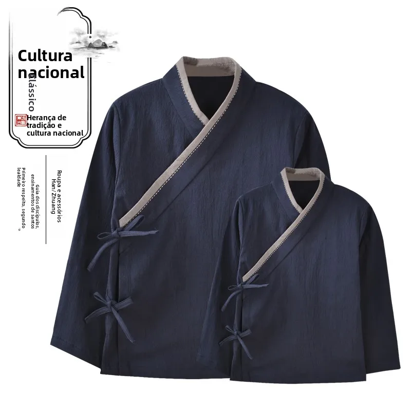 elegant-cotton-linen-men's-traditional-chinese-clothing-slanted-lapel-parent-child-match-zen-study-tang-suit-resplendent-oute
