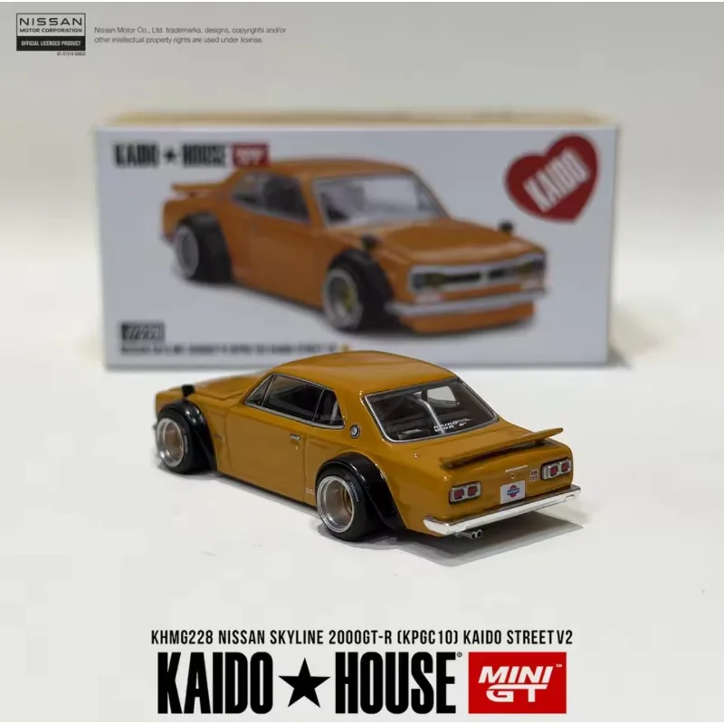 Kaido House MINIGT 1:64 GTR KPGC10 yellow alloy die-casting car model static simulation ornament, adult collectible,boys' toy.