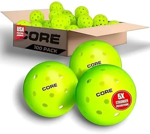 

CORE Pickleball Balls для профессионалов и всех уровней игр — набор из 4–50 мячей с 40 отверстиями — прочный и бесшовный дизайн —