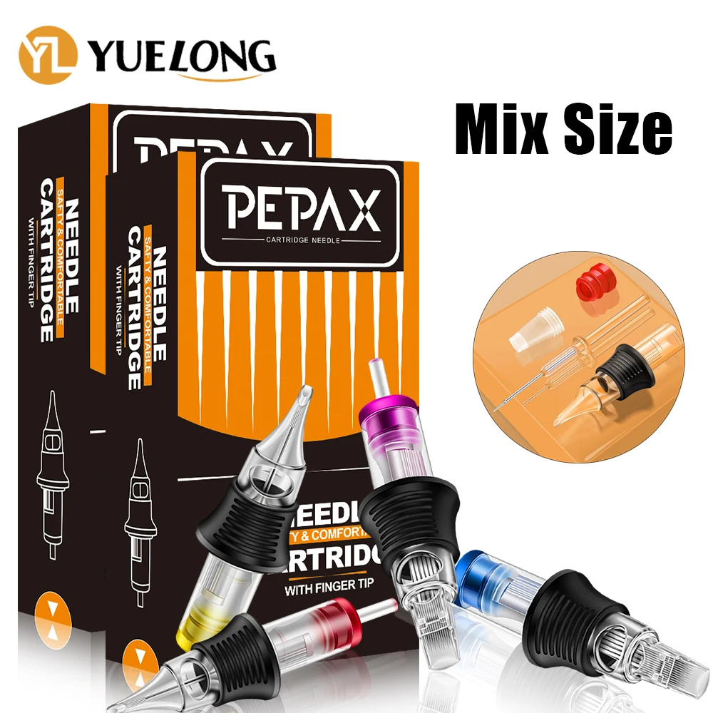 40pcs PEPAX Mixed Tattoo Cartridge Needles 3/5/7/9/11RL RS M1 RM Silicone Cartridge Needles for Cartridge Machines Pen