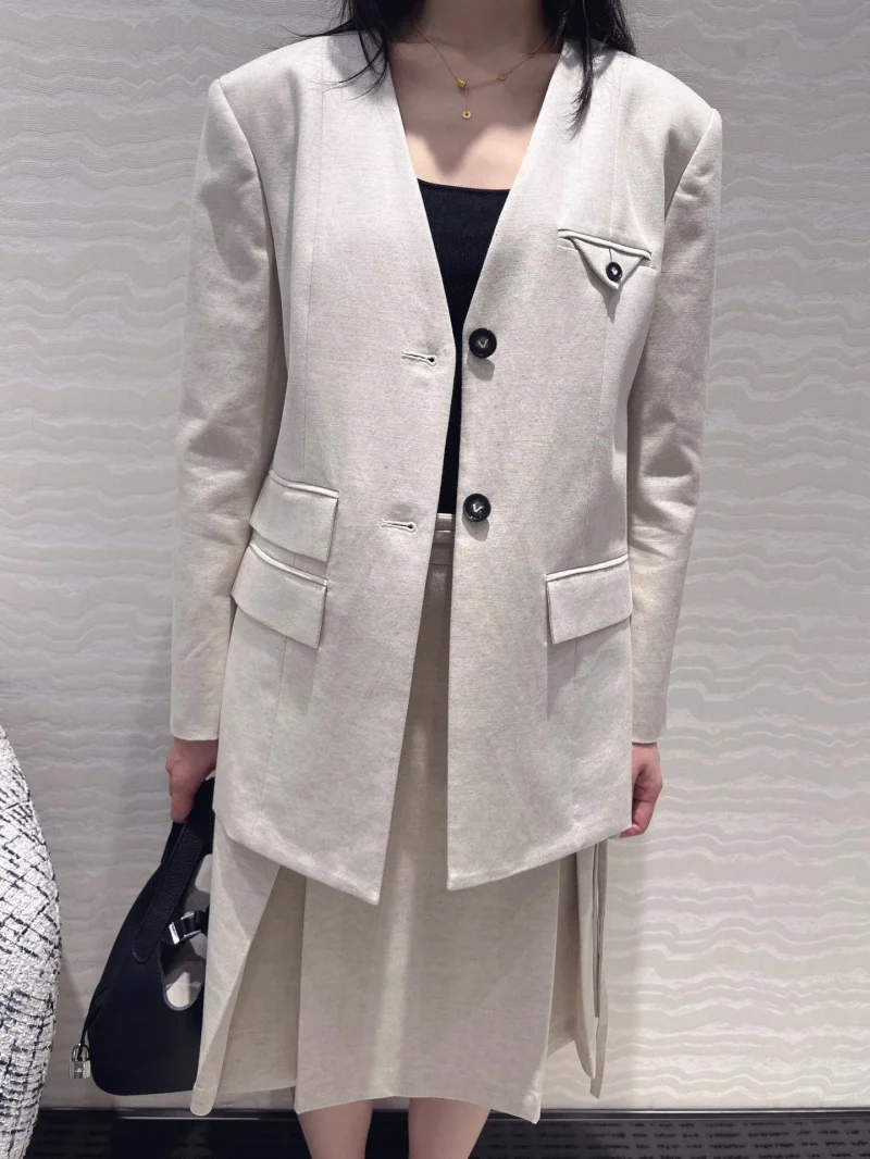 Korean women's suit with British style, handsome and versatile, waist cinching, slimming and irregular large pocket suit