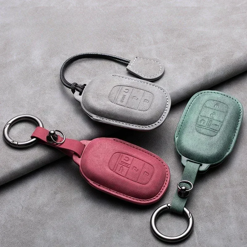 

Leather Car Remote Key Case Fob Cover Protector Holder For Honda Civic Accord HR-V CR-V CRV 2022 2023 Keychain Accessories