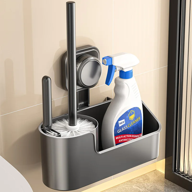 Suction Cup Toilet Brush for Home Use, No Dead Angle, Squat Toilet, Wall-Mounted, Multi-Functional, Non-Damaging to Glaze, Long