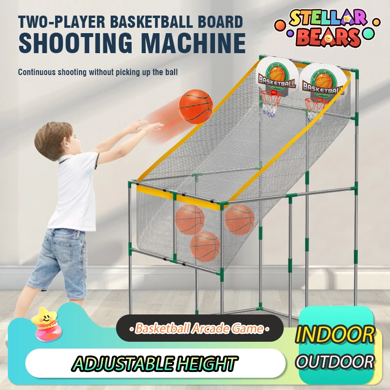 Tablero de baloncesto para niños, máquina de tiro, juego de aro de baloncesto Arcade para el hogar, bomba de altura ajustable, pelota, juguete de entrenamiento interior para niño