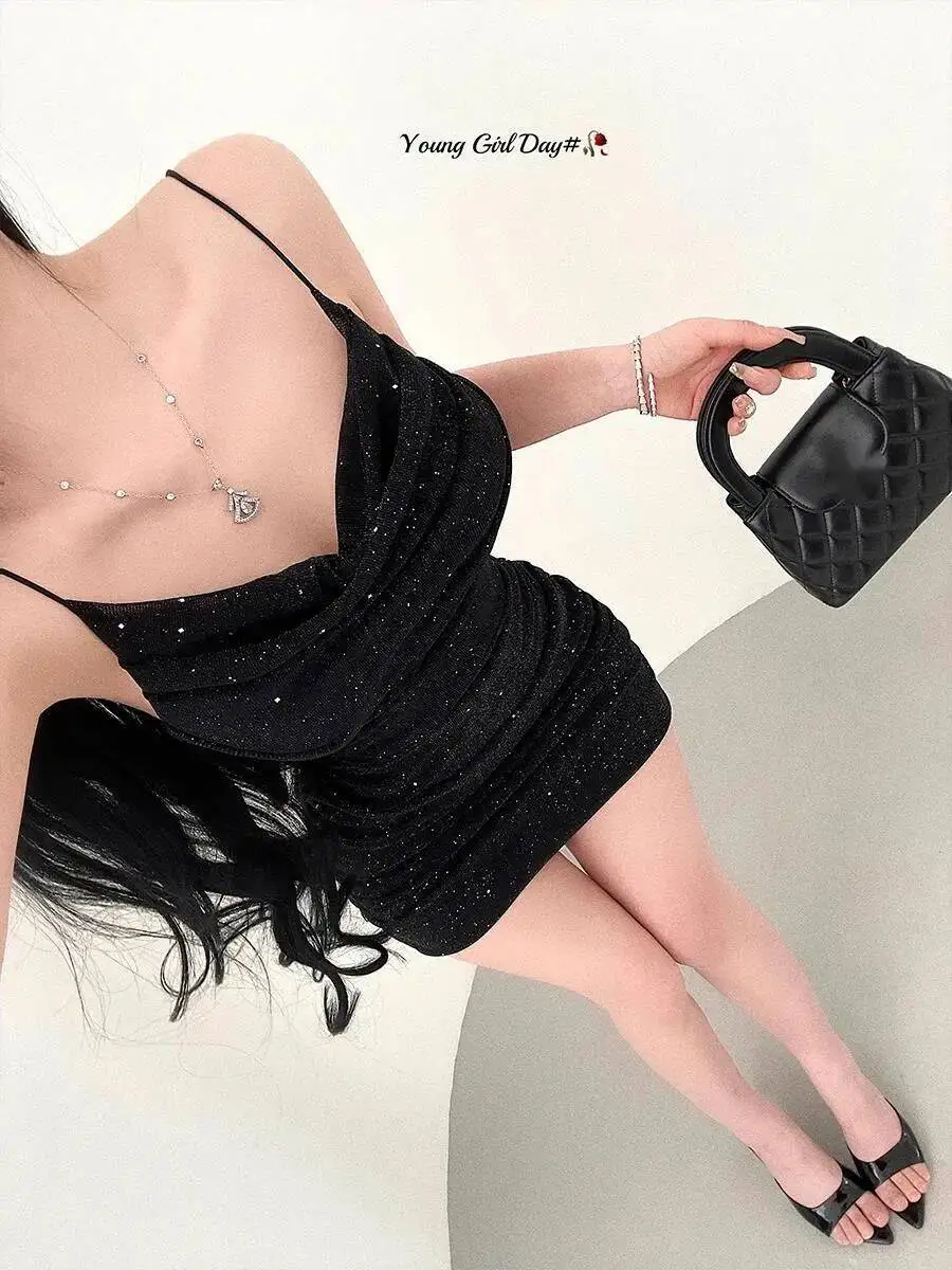 الرغبة النقية مثير يتأرجح طوق رش شبكة فضية مطوية حقيبة الورك فستان بحزام أنيق قصير موضة مثير النساء بلايز J0CI