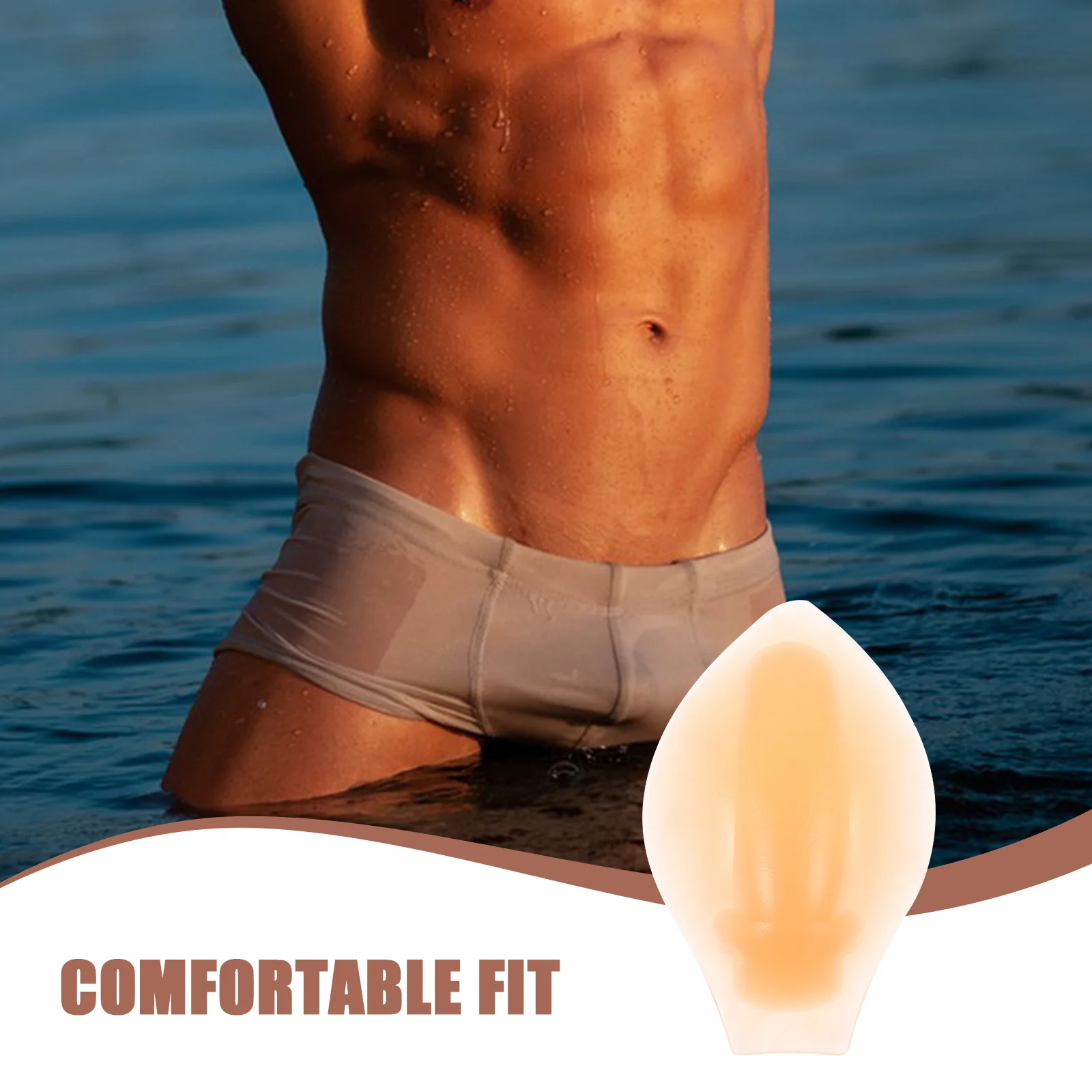 Men\'s Crotch Pad Enlarging Silicone Cup Mens Briefs Swimming Pants Panties Silica Gel Swimwear Man Swimsuit