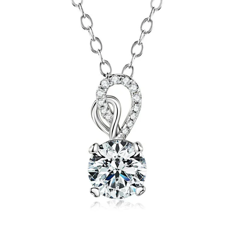

ZFSILVER Fashion Trendy Classic s925 Silver Moissanite Design Princess Heart Necklace For Women Accessories Jewelry Gift PMO-161