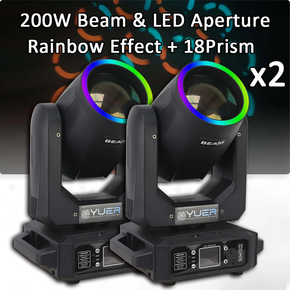 2Pcs/lot 200W LED Moving Head Beam Light DJ Equipment With DMX512 Stage Lighting For Family Party Disco Bar Nightclub Lighting