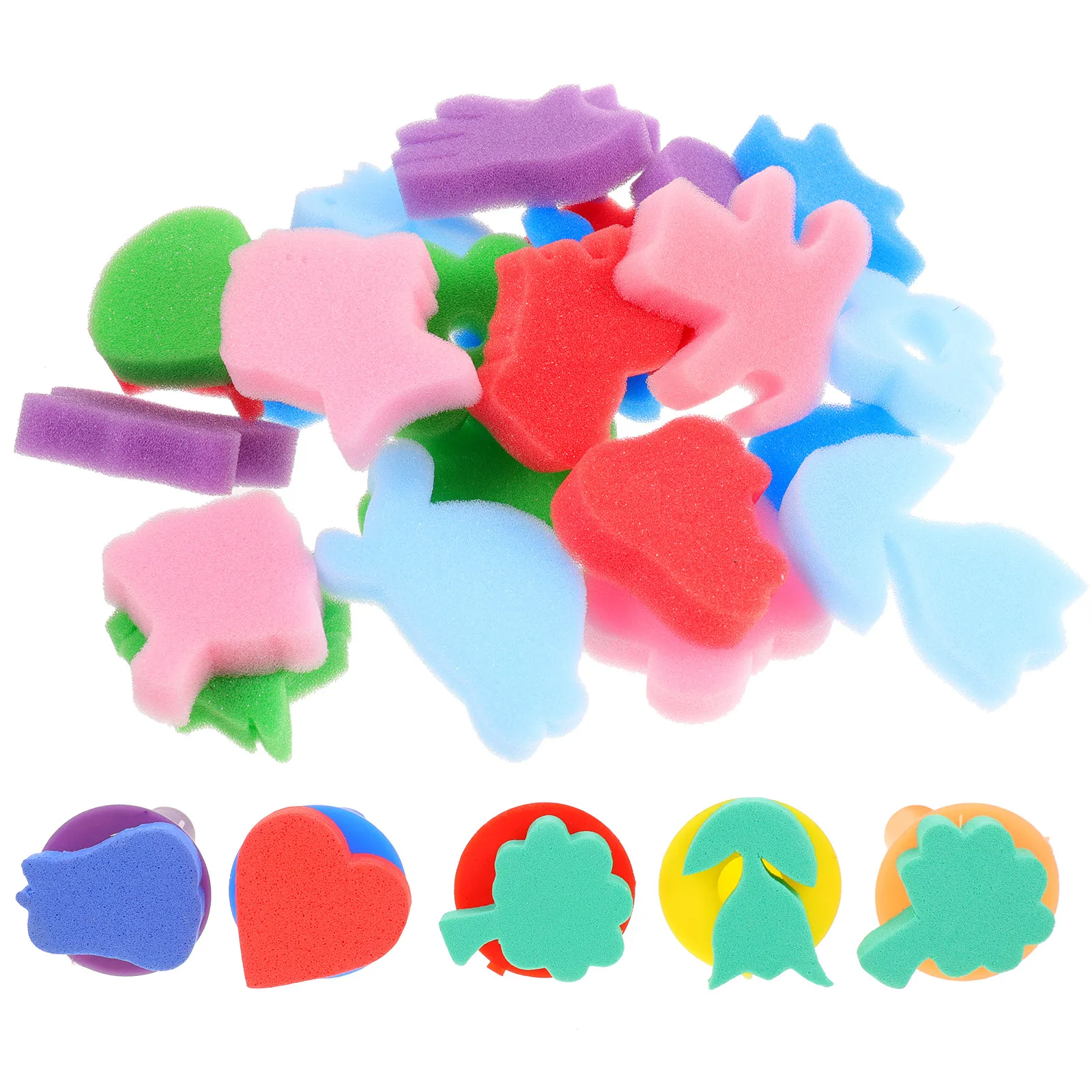1Set Painting Stamper Set for Kids Sponge Stamps Cartoon Designs DIY Craft Painting Kits Early Childhood Education Supplies