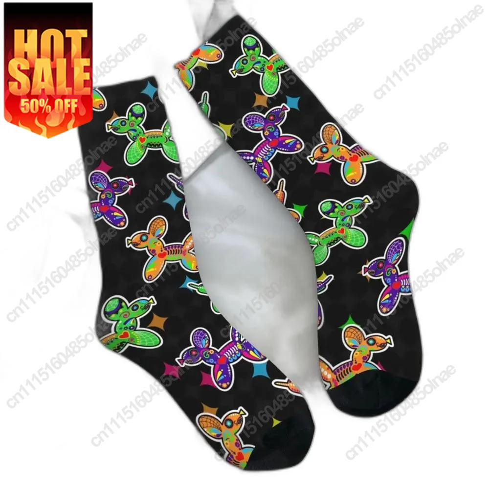 Sugar Skull Sock Balloon Dog Colorful Elegant Stockings Men Soft Running Sports Winter Graphic Anti Bacterial Socks