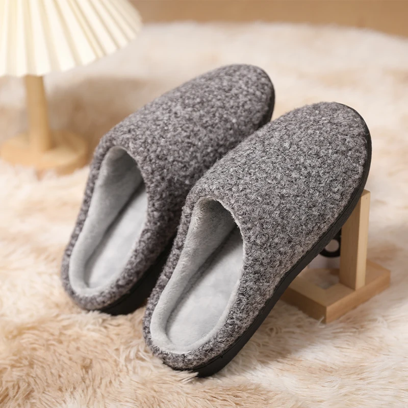 

Men Winter Slippers Men Fur Cotton Shoes Outdoor Fashion Casual Warm Fluffy Slippers Indoor Men Plush Flat Fur Shoes