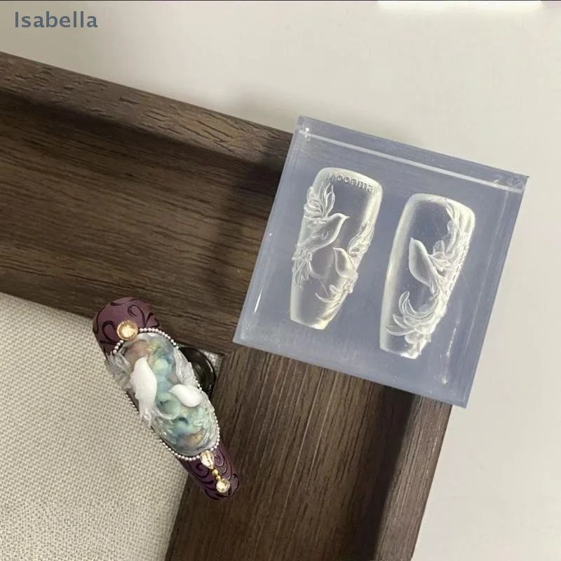 ★ ★ ★ 3D Relief Pigeon Silikon Nail Art Form Transparente Vorlage Maniküre Design Werkzeug