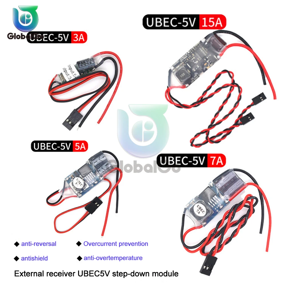 UBEC 3A /5A /7A /15A Lowest RF Noise BEC Full Shielding Antijamming Switching Regulator for RC quadcopter Multicopter