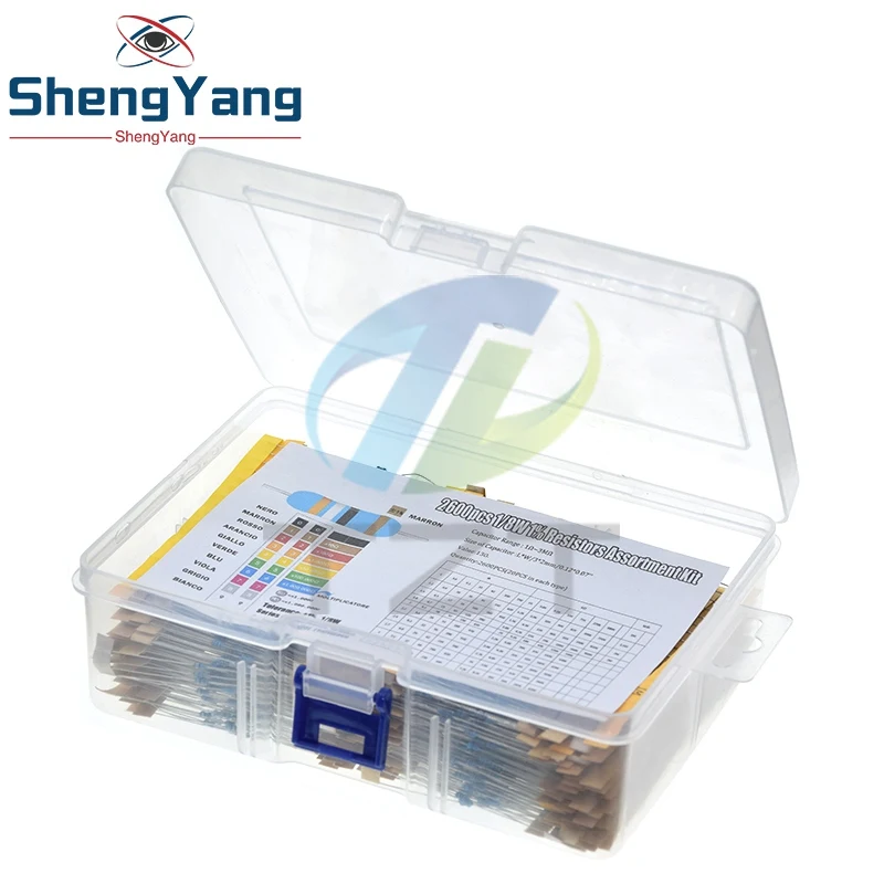 

TZT 2600Pcs 130 Values 1/8W 0.125W 1% Metal Film Resistors Assorted Pack Set Resistors Assortment Kits Fixed Capacitors