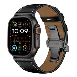 Leather Straps For Apple watch ultra 2 band 49mm 45mm 46mm 44mm 41mm 40mm 42mm bracelet correa iWatch series 8 7 9 10 SE 6 5 4