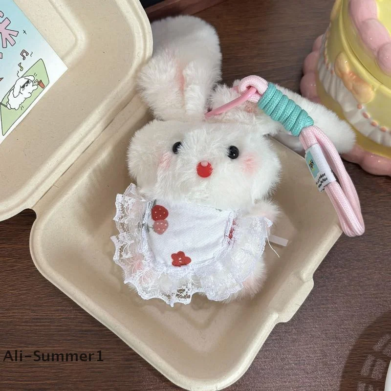 【E】漫画風ぬいぐるみうさぎ人形おもちゃキーホルダー、甘くて可愛いバッグペンダントデコレーション、車のキーリング、女性カップル向け、かわいいギフト