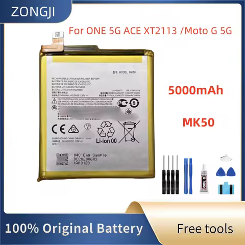 New Battery MK50 5000mAh Battery For MK 50 ONE 5G ACE Moto G 5G Mobile Phone Battery + Tools