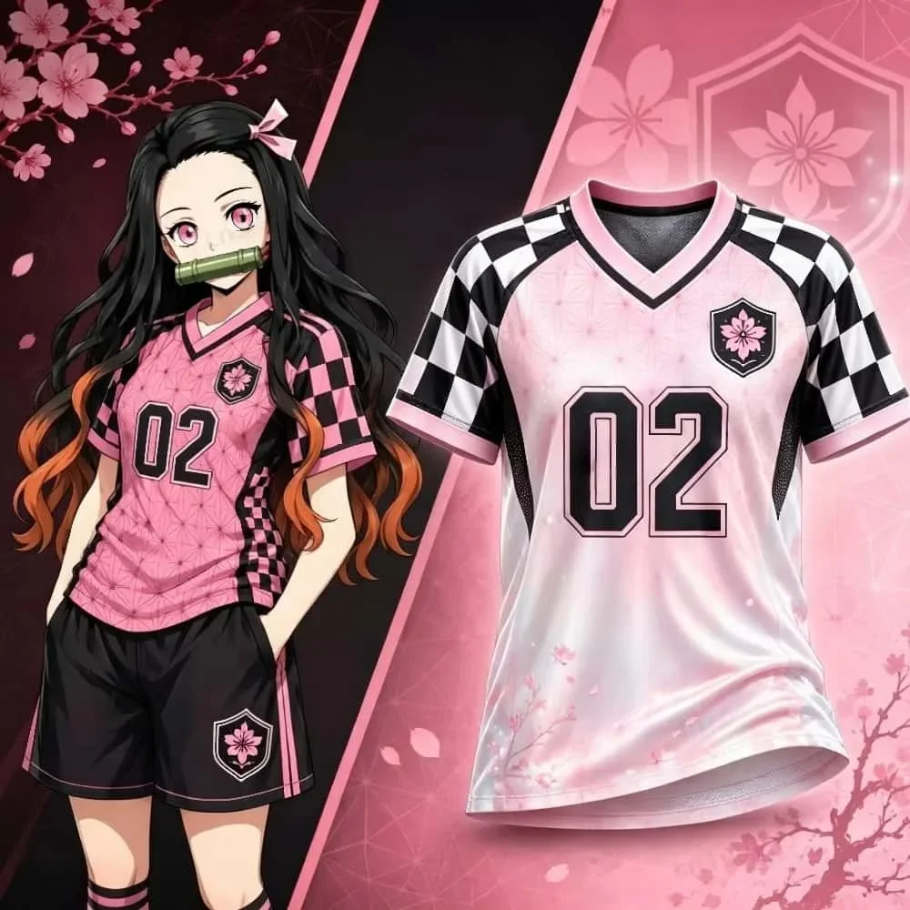 Ghost Slayer Blade You Bean Anime V-neck Mesh Shirt Sakura Printed Breathable Quick Drying Loose Large Size Unisex T-shirt