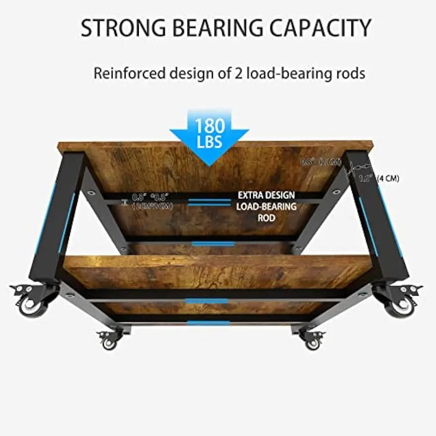 Two Tier Laser Printer Stand Industrial Wheels Retro Large Home Office