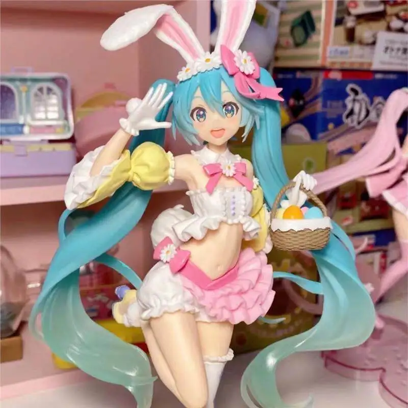 Figura de Acción de Hatsune Miku con Orejas de Conejo, Linda Figura de Anime, Modelo de PVC, Muñeca Coleccionable, Adorno de Escritorio, Juguete Sorpresa, Regalo para Niñas