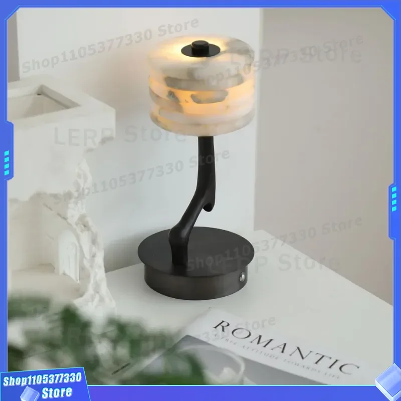 Modern Simple Marble Desk Lamp High End Designer Model for Living Room Bedroom Bedside Night Light Minimalist Home Decor High
