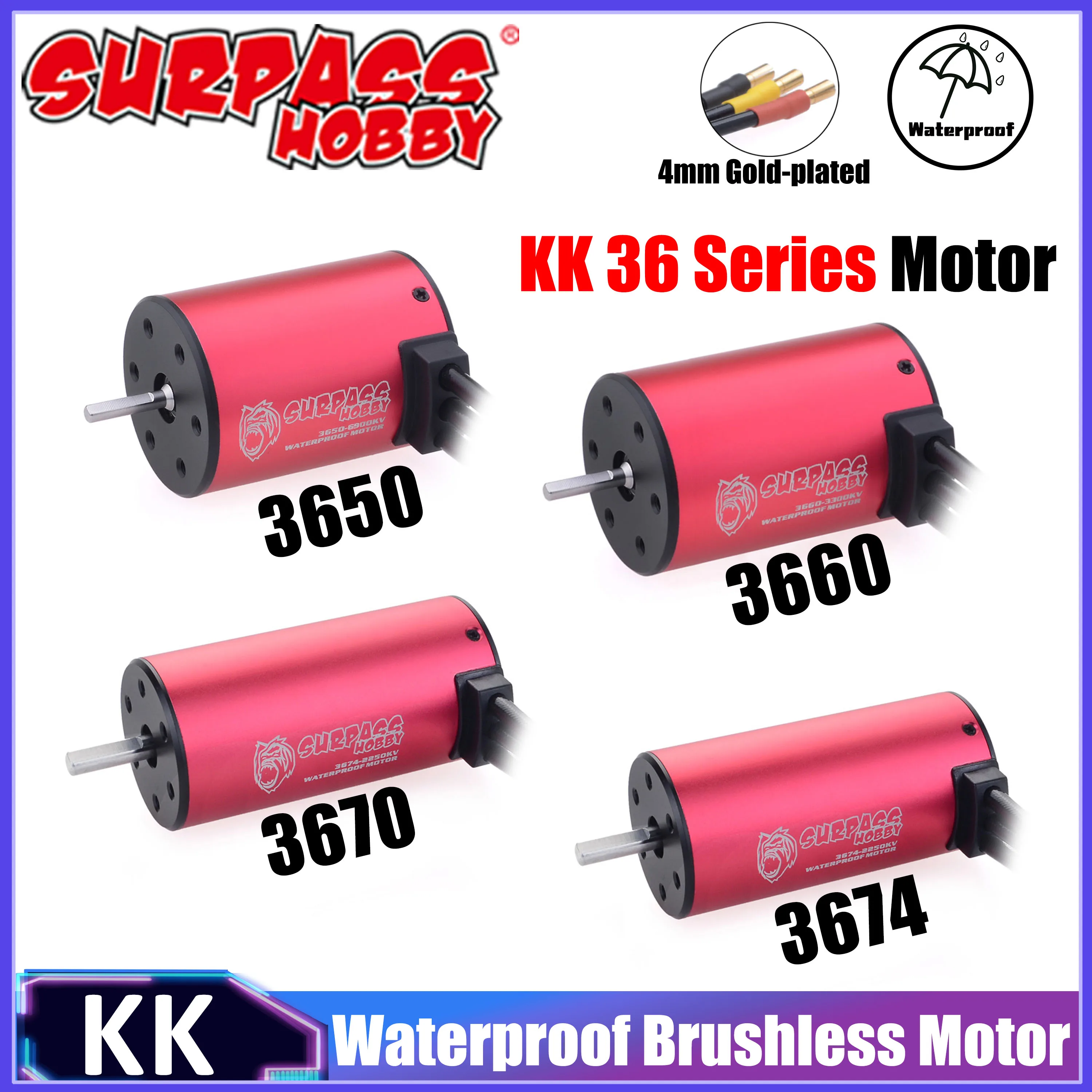 

Surpass Hobby KK Series 3650 3660 3670 3674 Водонепроницаемый бесщеточный двигатель для 1/8 1/10 1/12 RC Car Racing Truck Tank Boat Wltoys