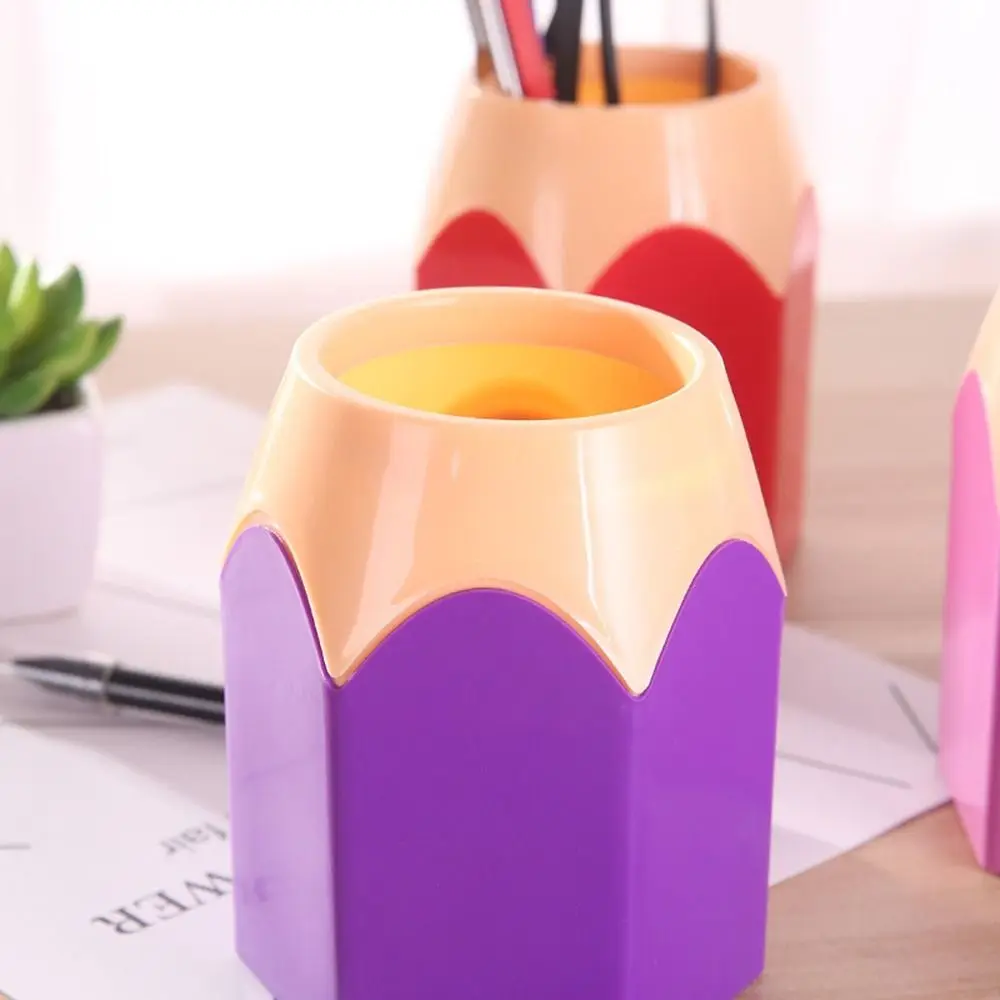 Colorful Plastic Pencil Pot Portable Multi-Functional Pen Storage Practical Desk Tidy Organiser Creative Pencil Head Pen Holder