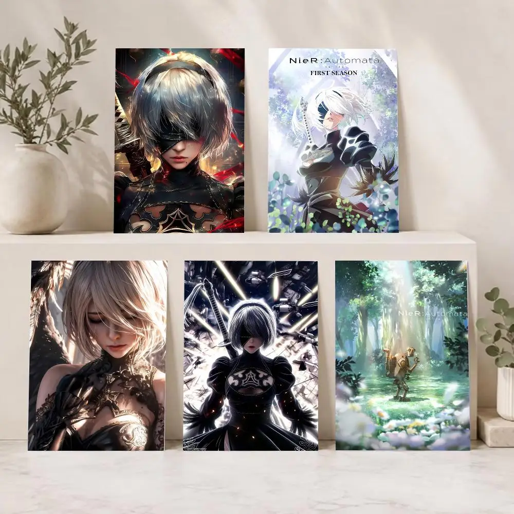Sleek Existential Game N-Nier Automata Poster Unframed Wall Art Mural Print, Decorative Piece Home Accent