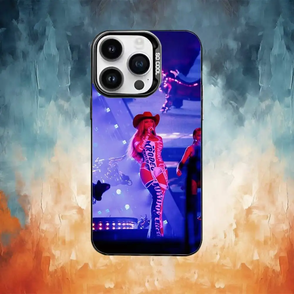 Cantor Beyonce Capa de telefone para iPhone17,16,15,14,13,12,11 Plus, Pro Max Black Candy Matte Capa à prova de choque