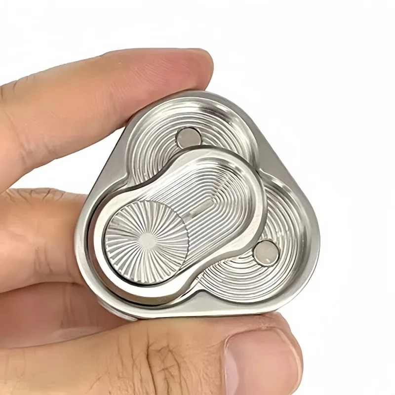 Triangle Magnetic Fidget Slider EDC Metal Finger Push Card Anti Pressure Rotating Toy For Children With Autism Anxiety Relief