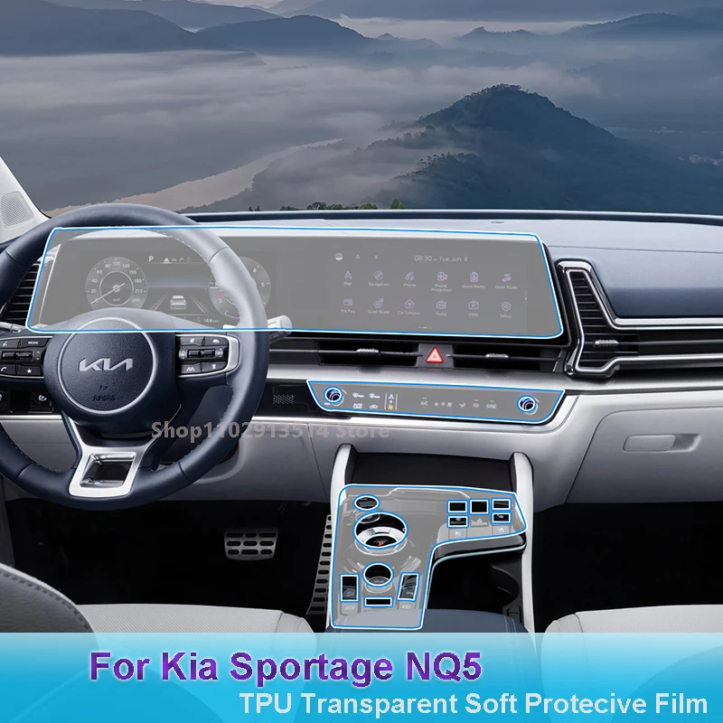 

Для Kia Sportage NQ5 приборная навигация интерьер автомобиля центральная консоль прозрачная защитная пленка из ТПУ наклейка против царапин