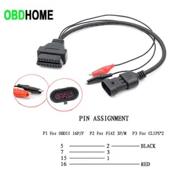 OBD Adapter For Fiat 3pin OBD2 OBD 16 Pin Cable for for Lancia /Alfa Romeo 3 Pin 16 Pin Diagnostic Tool OBDII 3P 16P Interface