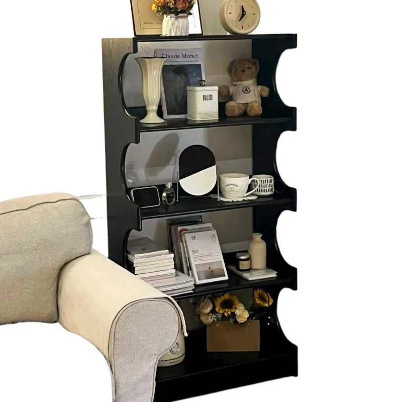 Medieval solid wood multi-layer bookshelf Nordic living room locker study display shelf storage reading bookcase