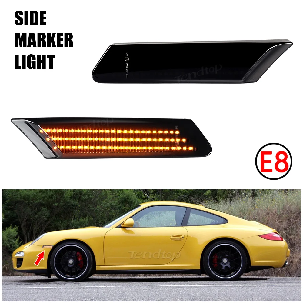 Sequential Flashing LED Turn Signal Side Marker Light For Porsche 987 Cayman Boxster 997 Carrera Turbo GT3 GT2