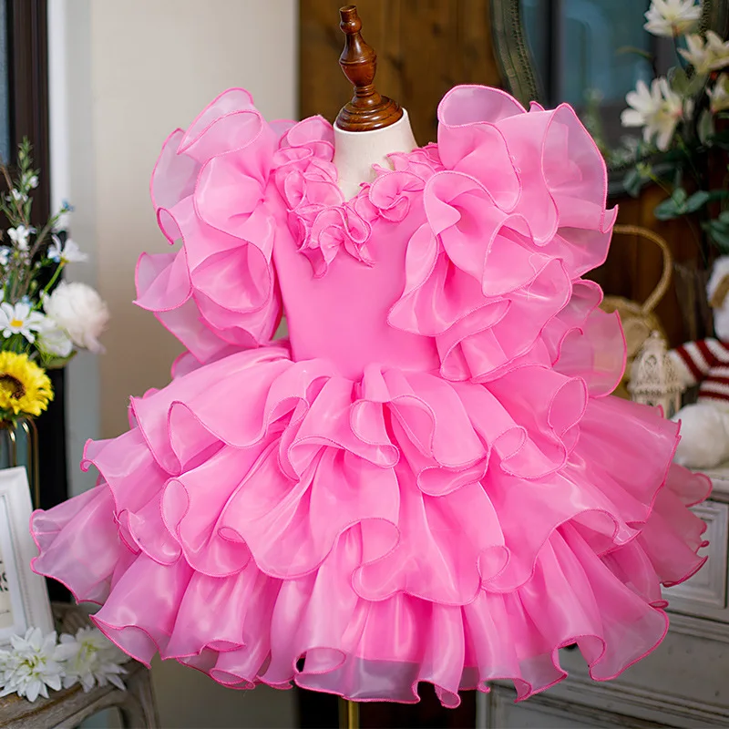 

Pink Lovely Birthday Party Dress for Girls Flower Children Piano Host People Evening Dress Girls Dress Tutu Photoshoot